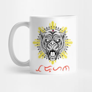 Tribal line Art Tiger / Philippine Flag Sun / Baybayin word Tadhana (Destiny) Mug